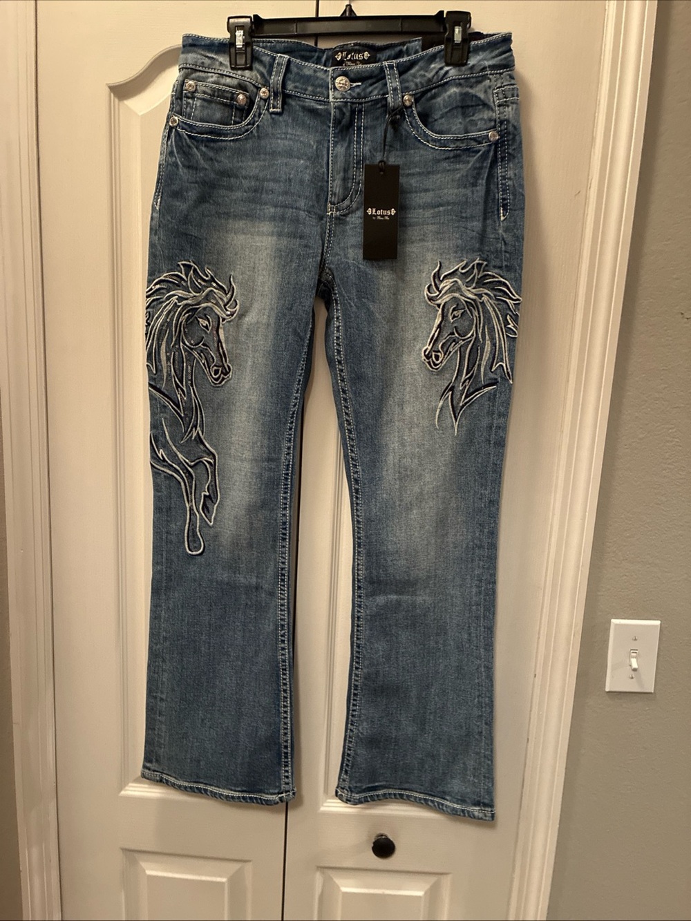 Lotus by Miss me horse motif bootcut jeans